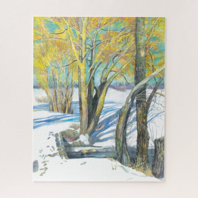 Puzzle pont en hiver (Vertical)