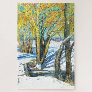 Puzzle Pont en hiver Peinture aquarelle