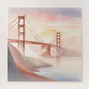 Puzzle Pont Golden Gate   Belle aquarelle du lever du sol