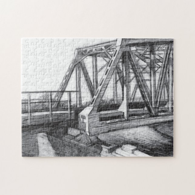 Puzzle Pont vieux pencilart Monochrome (Horizontal)