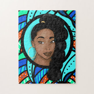 Puzzle Ponytail en Puff, Beauté naturelle, Abstrait bleu