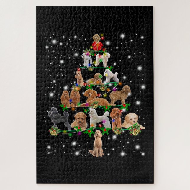 Puzzle Poodle Arbre De Noël Couvert De Lampe De Feu (Vertical)