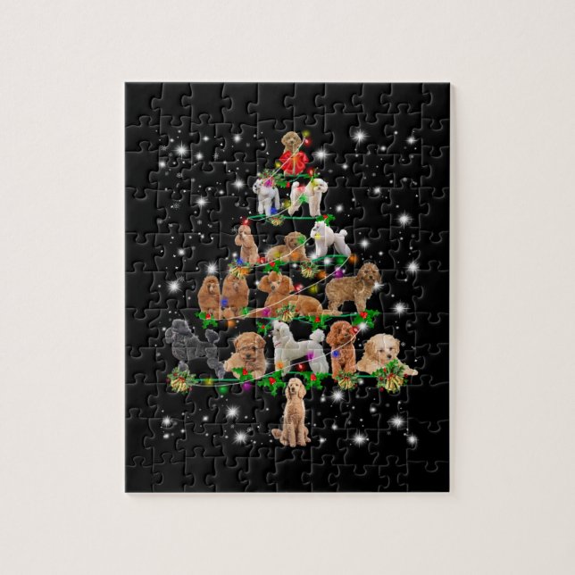 Puzzle Poodle Arbre De Noël Couvert De Lampe De Feu (Vertical)