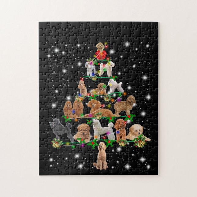 Puzzle Poodle Arbre De Noël Couvert De Lampe De Feu (Vertical)
