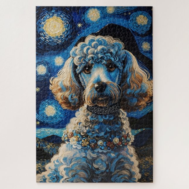 Puzzle Poodle dans la nuit étoilée (Vertical)