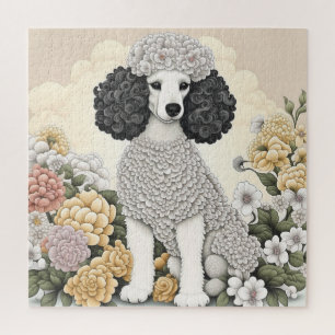 Puzzle Poodle en Fleurs Whimsical
