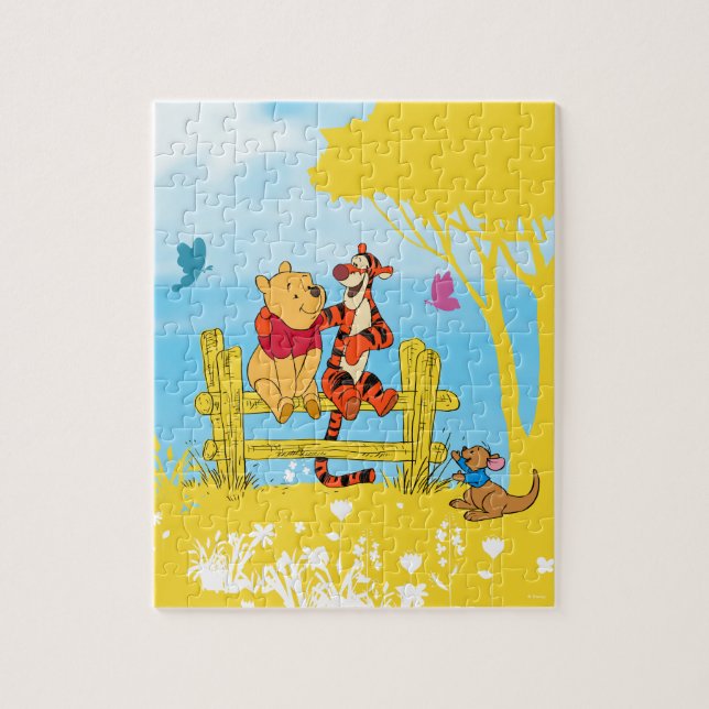 Puzzle Pooh, Tigger, et Roo pendu par la clôture (Vertical)