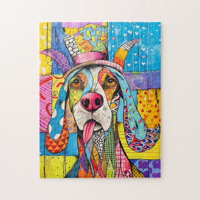 Puzzle Pop art Dog Portrait en Retro Style (Vertical)