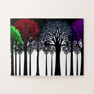 Puzzle Pop Art Forêt de Silhouette Noire Pour Enfants