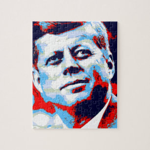 Puzzle Pop Art JFK John F. Kennedy Red Blue