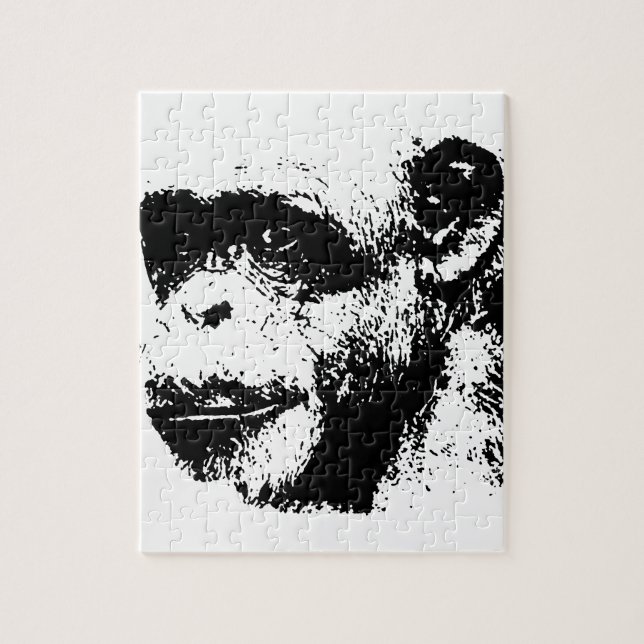 Puzzle Pop noir et blanc de chimpanzé (Vertical)