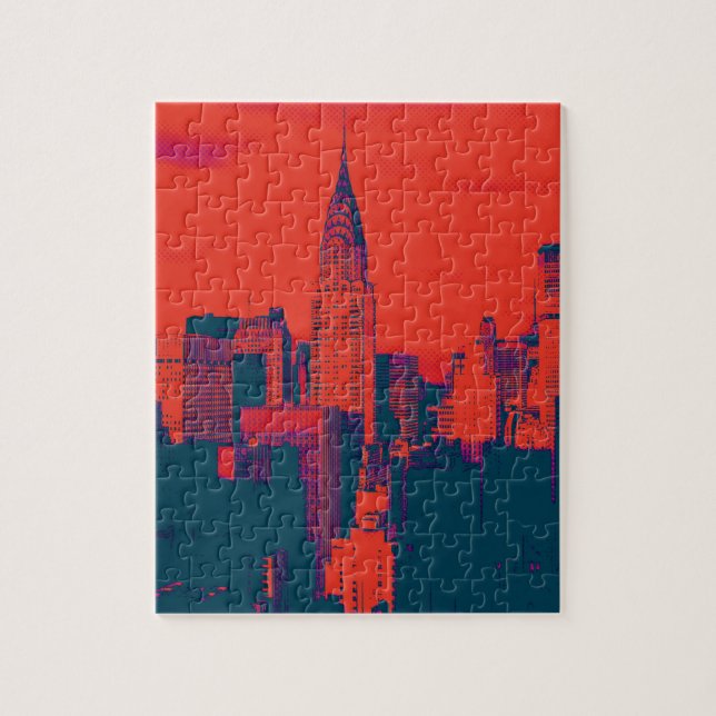 Puzzle Pop Style Rouge Retro Art New York City (Vertical)