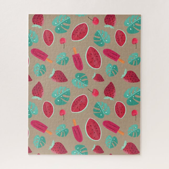 Puzzle Popsicle, cerise, fraise et pastèque (Vertical)