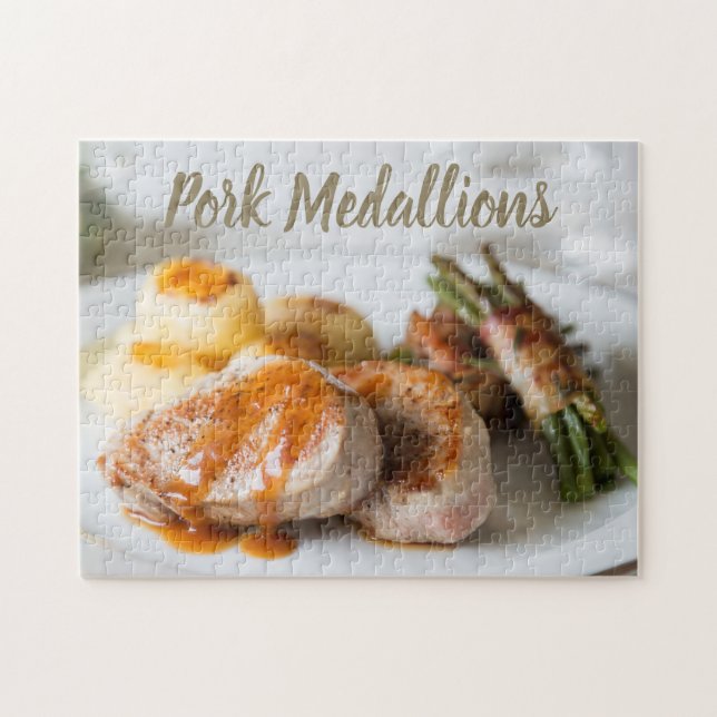 Puzzle Pork medallions tenderloin with potatoes and beans (Horizontal)