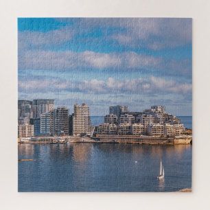 Puzzle Port de Sliema et gratte-ciel à Malte