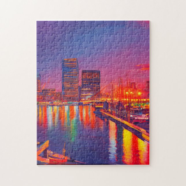 Puzzle Port intérieur de Baltimore à la nuit (Vertical)