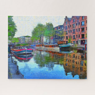 Puzzle Port sur le canal à Amsterdam