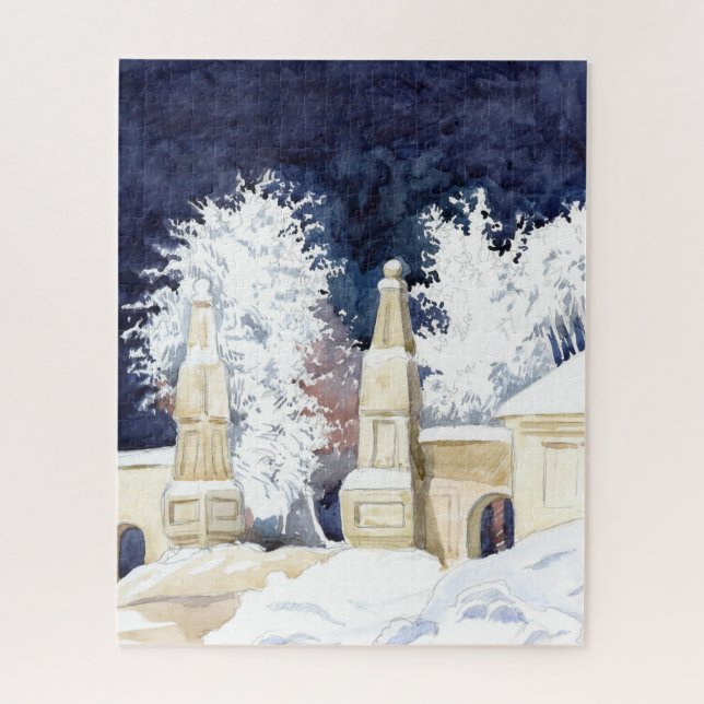 Puzzle Porte d'hiver la nuit (Vertical)