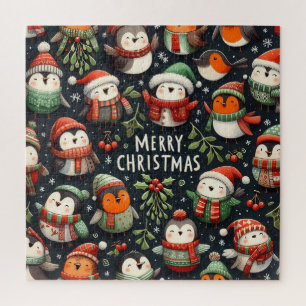 Puzzle Porteurs de chants de Noël au pingouin avec des tr
