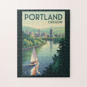 Puzzle Portland Oregon Toile de fond Voyage Art Vintage