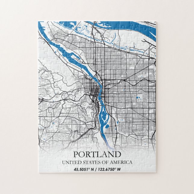 Puzzle Portland Oregon USA Travel City Plan (Vertical)