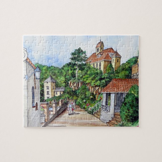 Puzzle Portmeirion North Wales Pen and Wash Sketch (Horizontal)
