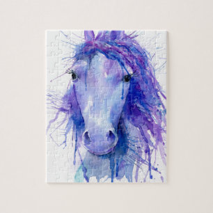Puzzle Portrait abstrait de cheval d'aquarelle