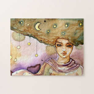 Puzzle Portrait abstrait et jolie femme