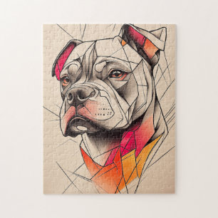 Puzzle Portrait Abstrait Pit Bull