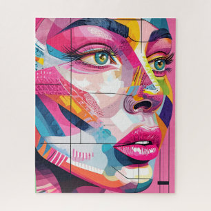 Puzzle Portrait Abstrait Vibrant Portrait femme visage ro