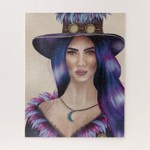 Puzzle Portrait aquarelle d'une femme inspirée du Steampu