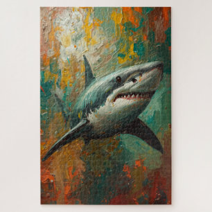 Puzzle Portrait artistique de requin Vibrant peinture à l