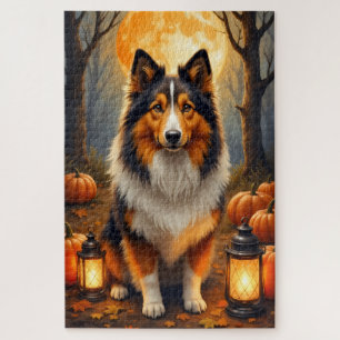 Puzzle Portrait artistique de Rough Collie à la récolte d