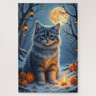Puzzle Portrait artistique d'Halloween de chat sibérien e