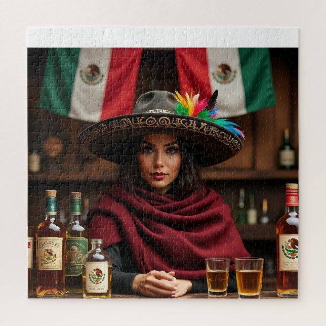 Puzzle Portrait Cantina mexicain — Femme à Charro Sombrer (Vertical)