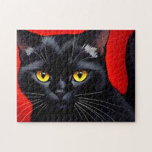 Puzzle Portrait captivant de chat - Chat noir en 252 pièc