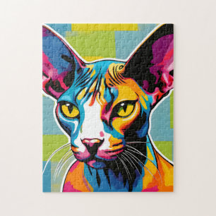 Puzzle Portrait Chat Sphynx Pop Art