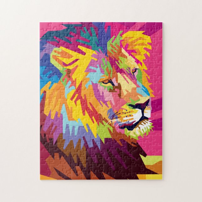 Puzzle Portrait couleur Pop Art Lion (Vertical)
