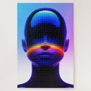 Puzzle Portrait d'art futuriste Pixel - Abstrait numériqu
