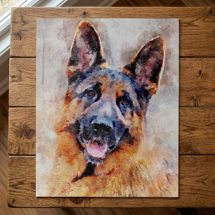 Puzzle Portrait de Berger Allemand à l'aquarelle