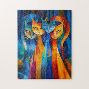 Puzzle Portrait de chat abstrait parmi les merveilles gal