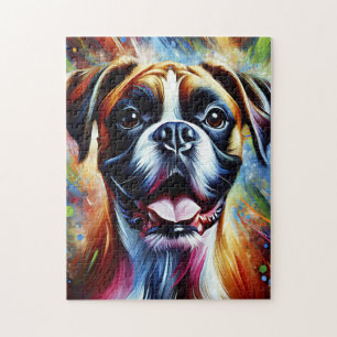 Puzzle Portrait de chien Boxer Impression d'art acrylique