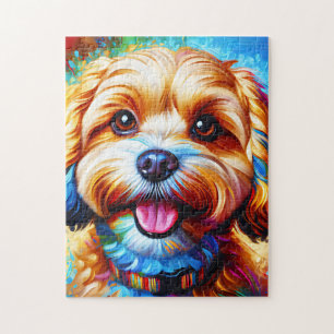 Puzzle Portrait de chien Cavapoo Impression d'art acryliq