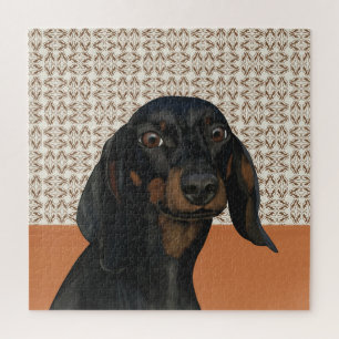 Puzzle Portrait de Chien Dachshund noir mignon