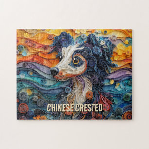 Puzzle Portrait de chien d'art de quilling Crested chinoi