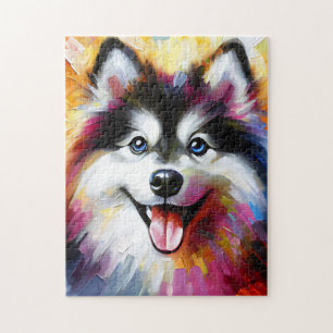 Puzzle Portrait de chien Pomsky Impression d'art acryliqu
