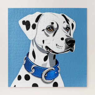 Puzzle Portrait de Dalmatien avec collier bleu
