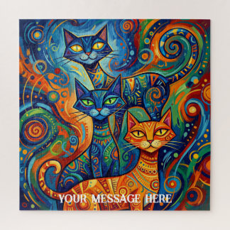 Puzzle Portrait de famille de chat abstrait 