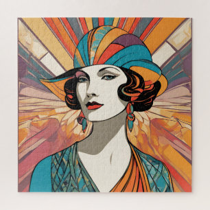 Puzzle Portrait de femme élégante inspiré de l'Art Déco