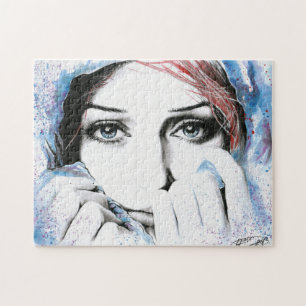 Puzzle Portrait de fille Joli yeux aquarelle peinture art